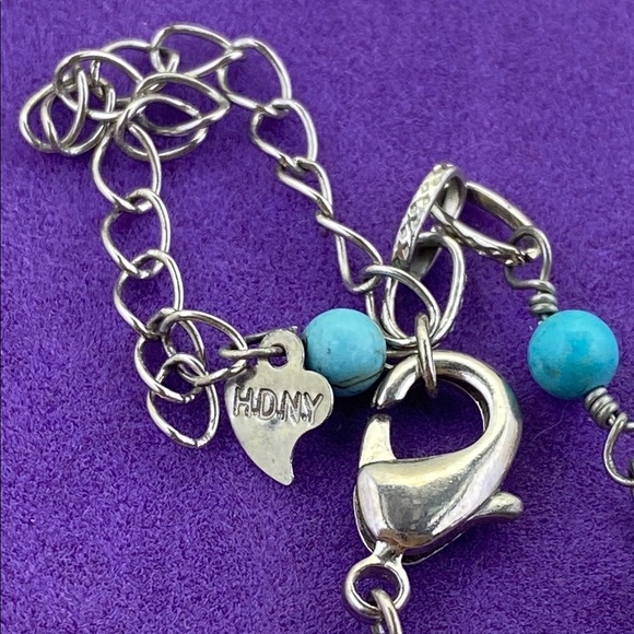 💛 HDNY Silver Tone Turquoise Coloured Stone Necklace - Picture 3 of 6